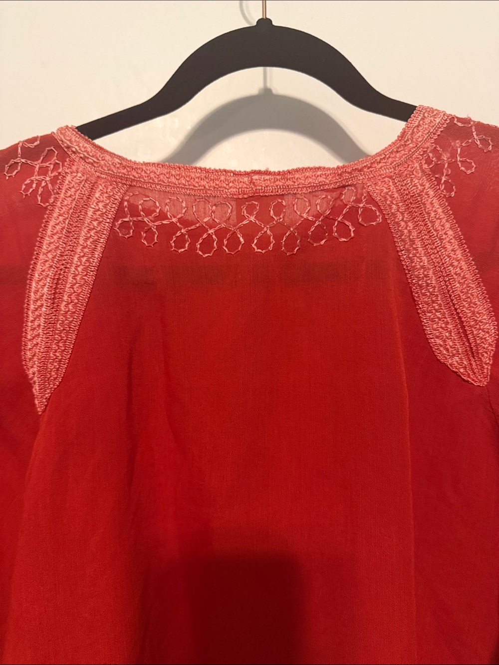 MT Red Embroidered Bohemian Peasant Cottagecore Blouse Size M - Picture 5 of 9